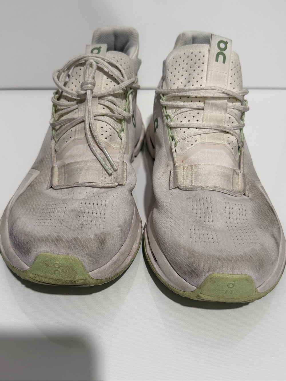 On Running Cloudnova Men's Sneakers in White with Light Green Accents - Picture 8 of 11